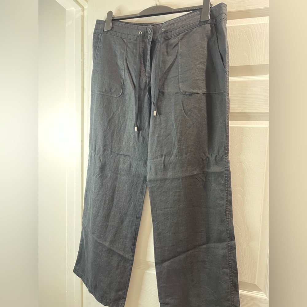 Tommy Bahama black linen drawstring pants size 14